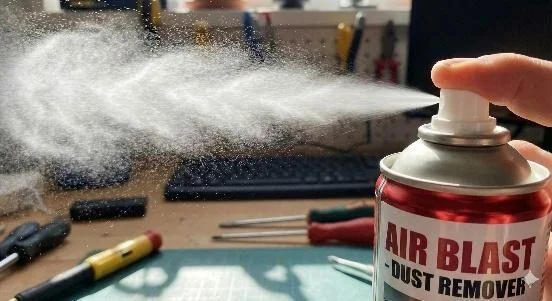 A spray can with white powder coming out of it
AI-generated content may be incorrect.
