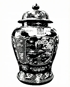 The image is a detailed, black-and-white Chinese vase with intricate, colorful decorations, featuring a dragon motif and floral patterns.

AI-generated content may be incorrect.